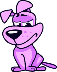 Cartoon style pink cute dog. Colorful illustrations for all kinds of designs. isolated on a white background