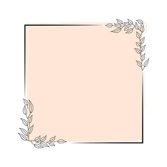 Botanical curly frame. Floral hand drawn background. Vector illustration. Stock image.