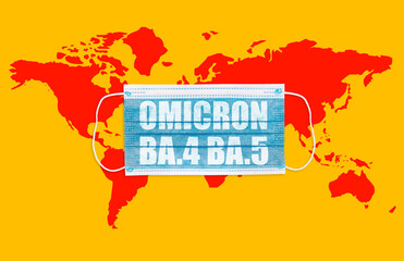 Face masks with inscriptions  Omicron BA.4 BA.5 . Covid 19 alpha, beta, gamma, delta, lambda, mu,...