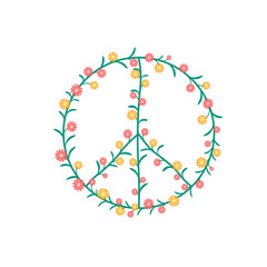 Floral peace symbol. Peace sign