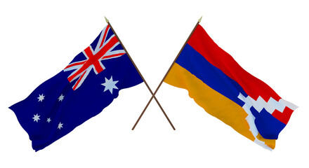 Background for designers, illustrators. National Independence Day. Flags Australia and Artsakh