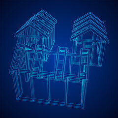 Building object or framing house. Greenhouse construction frame.