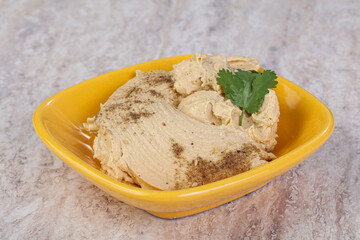 Traditional Jewish Hummus with olive oil
