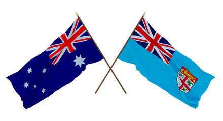 Background for designers, illustrators. National Independence Day. Flags Australia and Fiji