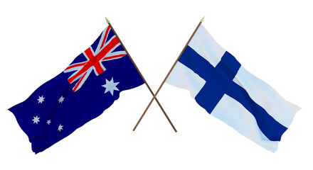Fototapeta premium Background for designers, illustrators. National Independence Day. Flags Australia and Finland
