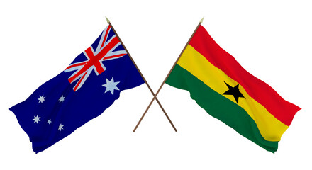 Background for designers, illustrators. National Independence Day. Flags Australia and Ghana