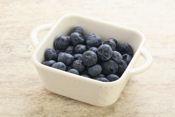 Sweet ripe blueberry heap in the bowl