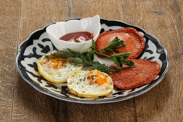 Breakfast with egg and sausage