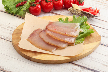 Sliced salted marlin fish carpaccio