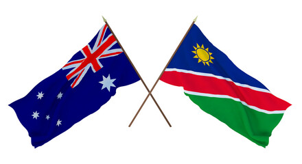 Background for designers, illustrators. National Independence Day. Flags Australia and Namibia