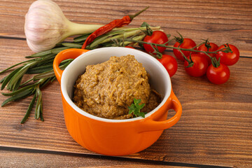 Jewish eggplant dip with oil