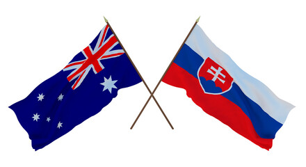 Fototapeta premium Background for designers, illustrators. National Independence Day. Flags Australia and Slovakia