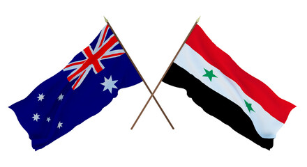 Background for designers, illustrators. National Independence Day. Flags Australia and Syria