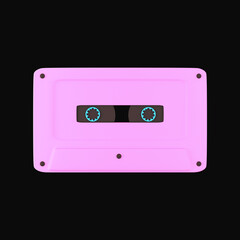 Fototapeta premium Isolated Pink Cassette 3D Icon Over Black Background.