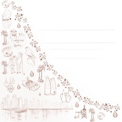 Arabian style travel set icon collection seamless pattern Arabian texture