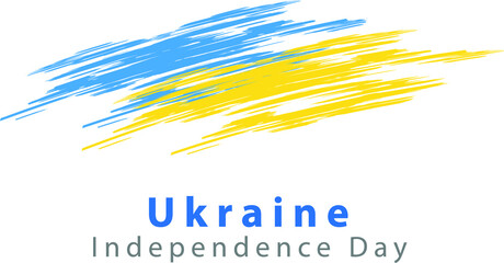 The flag of Ukraine is drawn with a brush. Ukraine's Independence Day. Day of the Constitution of Ukraine. Abstract creative painted brush with flag on background.