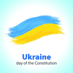 The flag of Ukraine is drawn with a brush. Ukraine's Independence Day. Day of the Constitution of Ukraine. Abstract creative painted brush with flag on background.