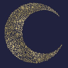 Illustration of the moon composed of many stardust