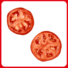 手描き水彩の輪切りトマトイラスト02