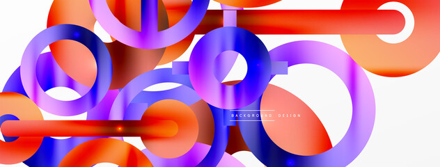 Minimal geometric abstract background. Circle, line and round shapes design. Trendy techno business template for wallpaper, banner, background or landing