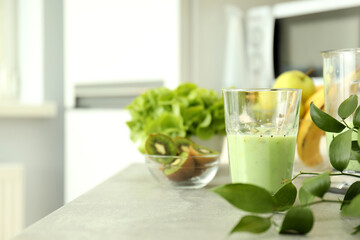 Concept of cooking tasty food with blender, space for text