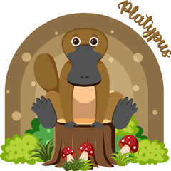 Cute platypus in cartoon flat style
