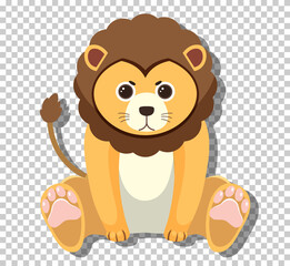 Obraz premium Cute lion in flat cartoon style
