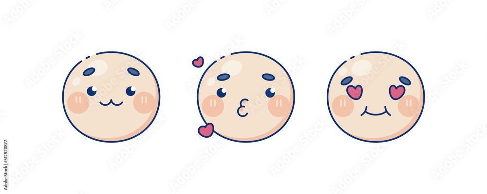 Wall mural cute human baby face emoji set. modern design emoticons face icons collection. set of vector heads w