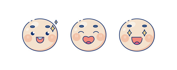 Cute human baby face emoji set. Modern design emoticons face icons collection. Set of vector heads with feeling and expressions.Happy and joyful faces.