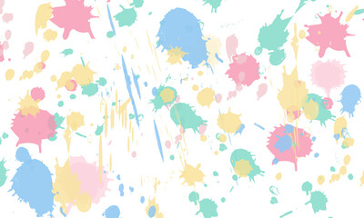 abstract background with  paint brush strokes, blotches, smudges of paint, stains from paint. pink, green, blue, yellow
