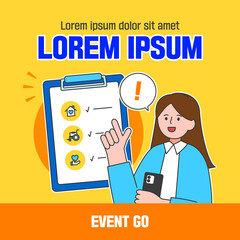 Illustration of insurance guides and advertising banners
