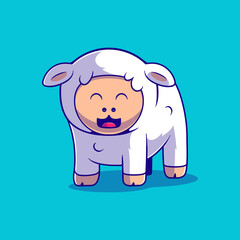 cute Lamb illustration suitable for mascot sticker and t-shirt design