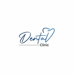 line art letter dental clinic logo design template