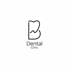 line art letter b tooth logo design