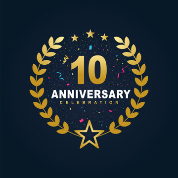 10 Anniversary celebration design, luxurious golden color 10 years Anniversary design.