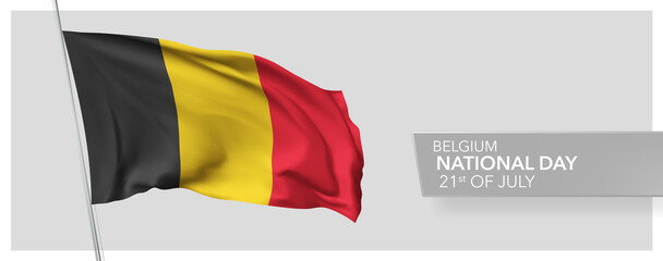 Obraz premium Belgium happy national day greeting card, banner vector illustration