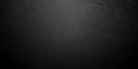 Dark black grunge textured concrete background. Panorama dark grey black slate background or texture. Vector black concrete texture. Stone wall background.