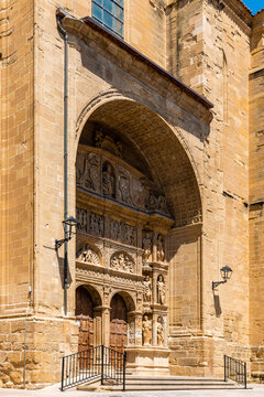 Archway in church in Haro, the capital of Rioja Region. Sunny Day. Architecture, Art, History Travel