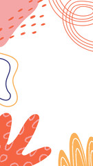 Colorful social media story template with abstract doodle shapes, flat vector illustration. Geometric banner, poster or flyer.
