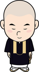 Naklejka premium お辞儀する住職