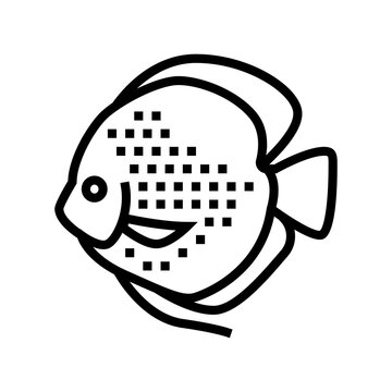 recommend clip art: discus fish line icon vector. discus fish sign. isolated contour symbol black illustration