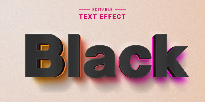 Editable 3D Text Effect Mockup. Black Graphic Style