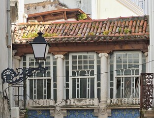 Traditional architecture with a metal lantern in Portugal 