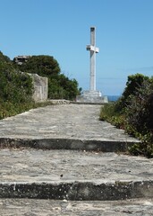 Fototapeta na wymiar Stone cross and steps in Peniche, Centro - Portugal 