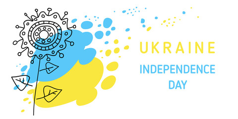  Independence Day of Ukraine. National holiday August 24. Banner in the colors of the flag of Ukraine. Card, poster with white background. Vector.