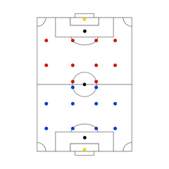 Coaching tactics soccer board with markers vector illustration.