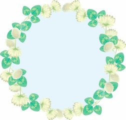 フレーム　シロツメクサ　白詰草　クローバー　水彩　花　植物　シンプル　かわいい　ベクター　イラスト
