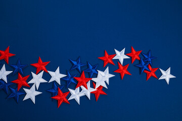 Frame with colored stars for USA independence day celebration - obrazy, fototapety, plakaty