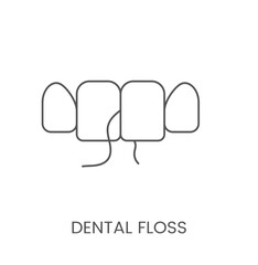 Linear icon dental floss. Vector illustration for dental clinic