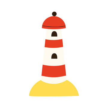 Vector illustration of hand drawn lighthouse on white background.